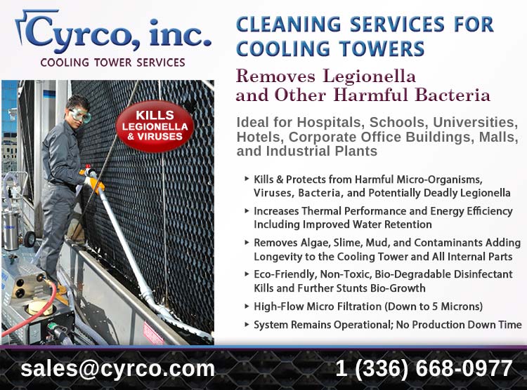 Cyrco's Cooling Tower Cleaning Services with a Goodway CTV-1501-60 Vacuum that Kills Coronavirus, Bacteria, and Legionella