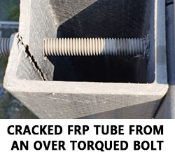 Cracked FRP Composite Square Tube From An Over Torqued Bolt