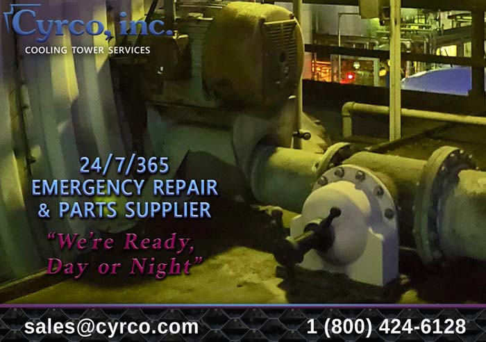 Cyrco 24hr Cooling Tower Flow Control Valve Emergency Repair and Expedited Parts Supplier