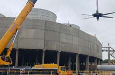 Fan craned repair of a field erected cooling tower