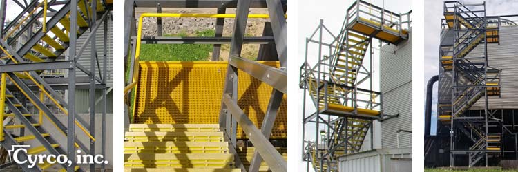 Field Erected Cooling Tower FRP Fiberglass Stairs Multilevel Staircases
