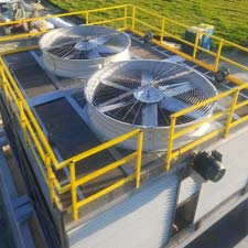 Cyrco twin cell fan safety railing cooling tower top view